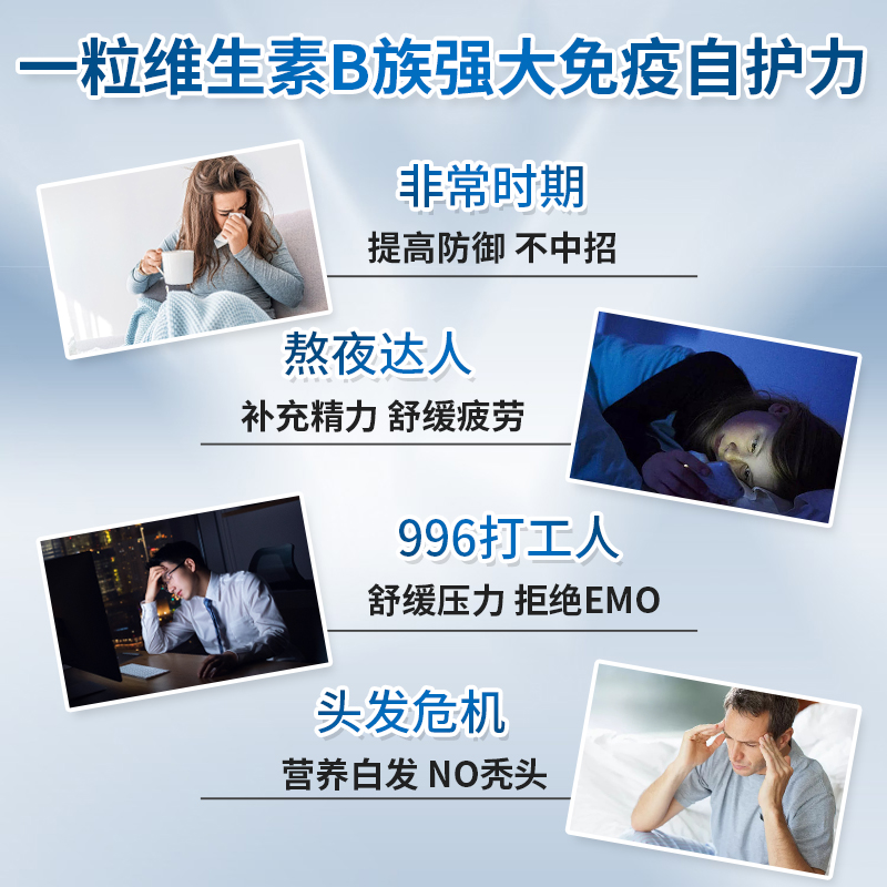 双心复合维生素B族片b12熬夜提高男女vb保健品免疫力b2b6b1叶酸-图2