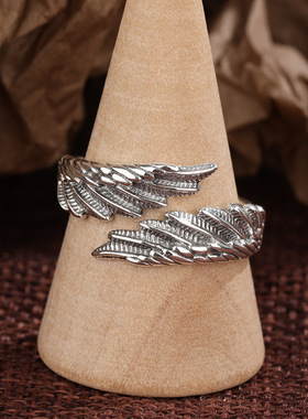 法国cherrykoko新款翅膀戒指女925純銀小众设计个性指环男士开口