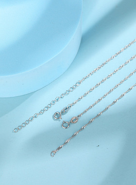 法国cherrykoko925银项链女无吊坠盒子元宝链蛇骨链素链银链子