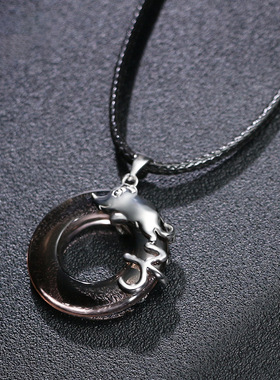 种花家无事牌十二生肖吊坠项链男士潮个性简约百搭黑曜石平安扣