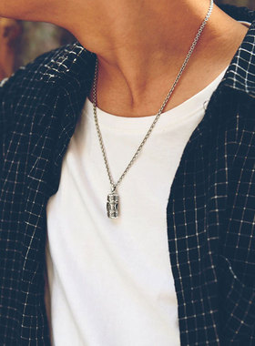 种花家无事牌99银六字真言银吊坠嘎乌盒楞严咒空心可打开项链