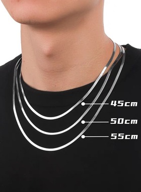 法国cherrykoko925银3.5mm刀片扁平蛇骨链项链男潮轻奢小众百搭