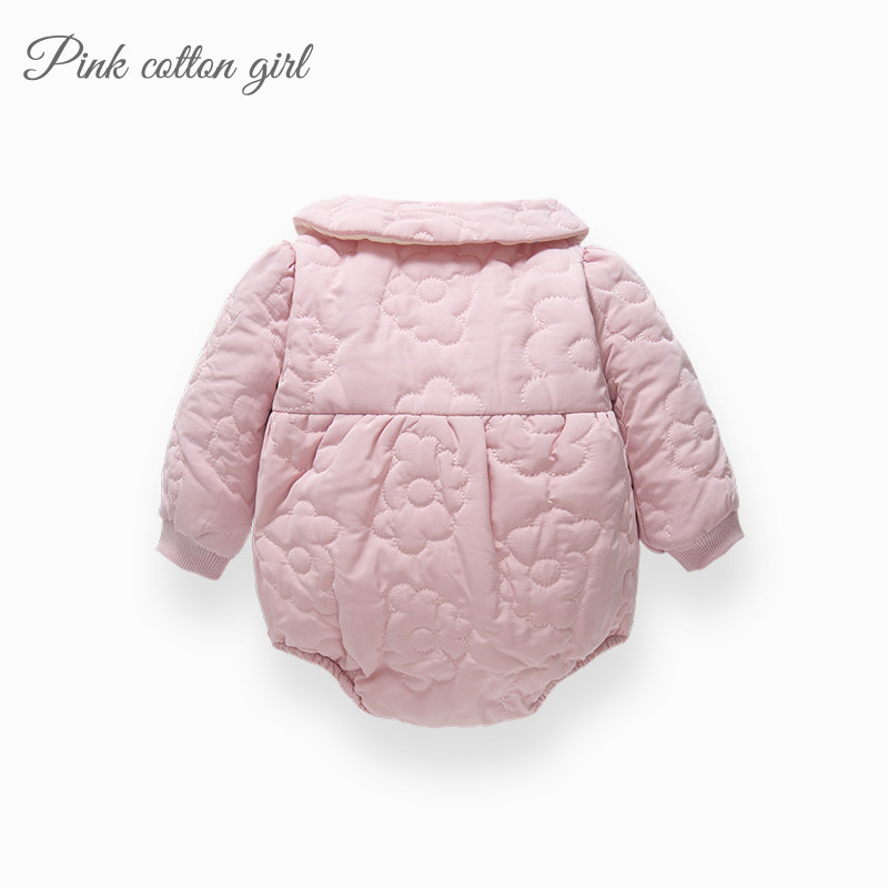 婴儿衣服秋冬套装加厚新生公主哈衣 粉棉童连身衣/爬服/哈衣