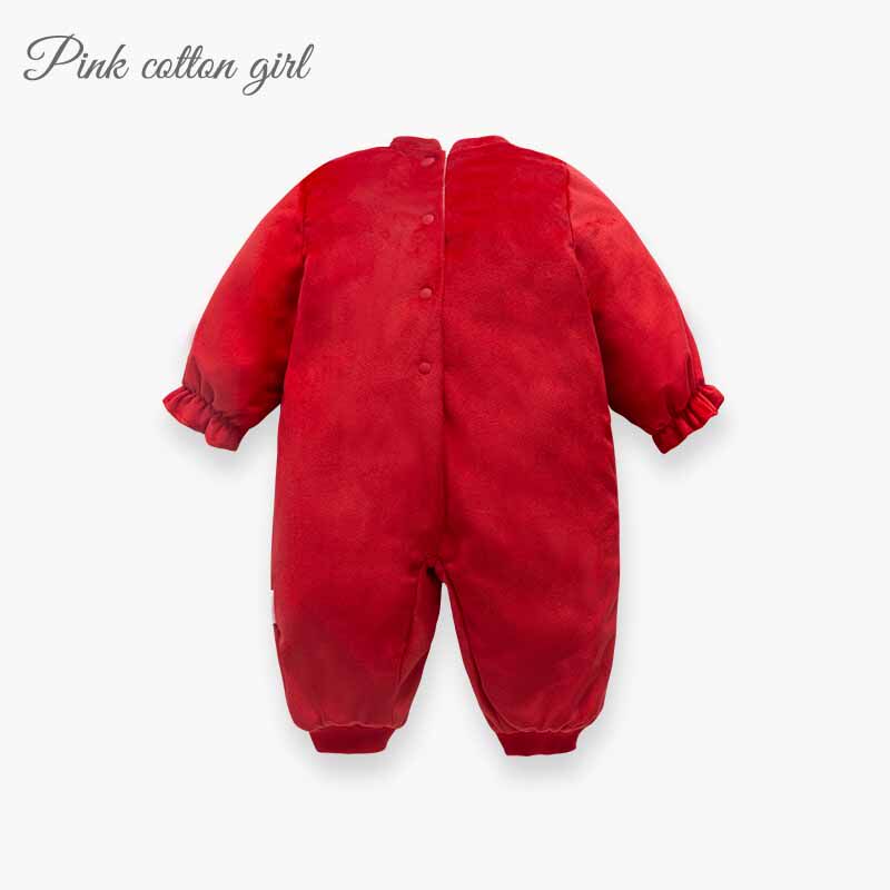 婴儿喜庆新年拜年冬季衣服连体衣 粉棉童连身衣/爬服/哈衣