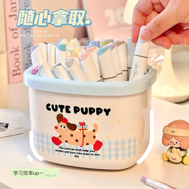 Cute large capacity pen holder marker pen storage bucket