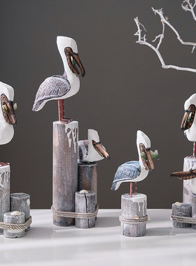 实木树桩鸟家居桌面超市美陈摆件