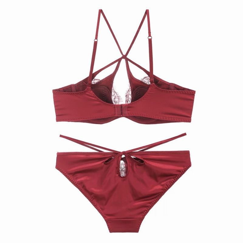 ring bra underwear Sexy gathered straps soft lace bra set - 图3