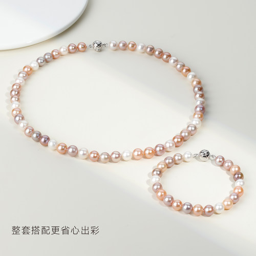 GiO珠宝 彩色淡水珍珠项链女锁骨链925银糖果色送妈妈 - 图3