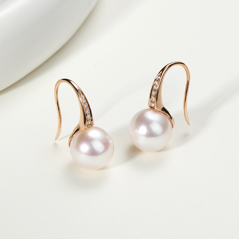 GiO珠宝 Akoya海水珍珠耳钉女18K金钻石高跟鞋款耳钩耳饰节日,淘宝优惠券,粉丝福利购,淘宝优惠卷