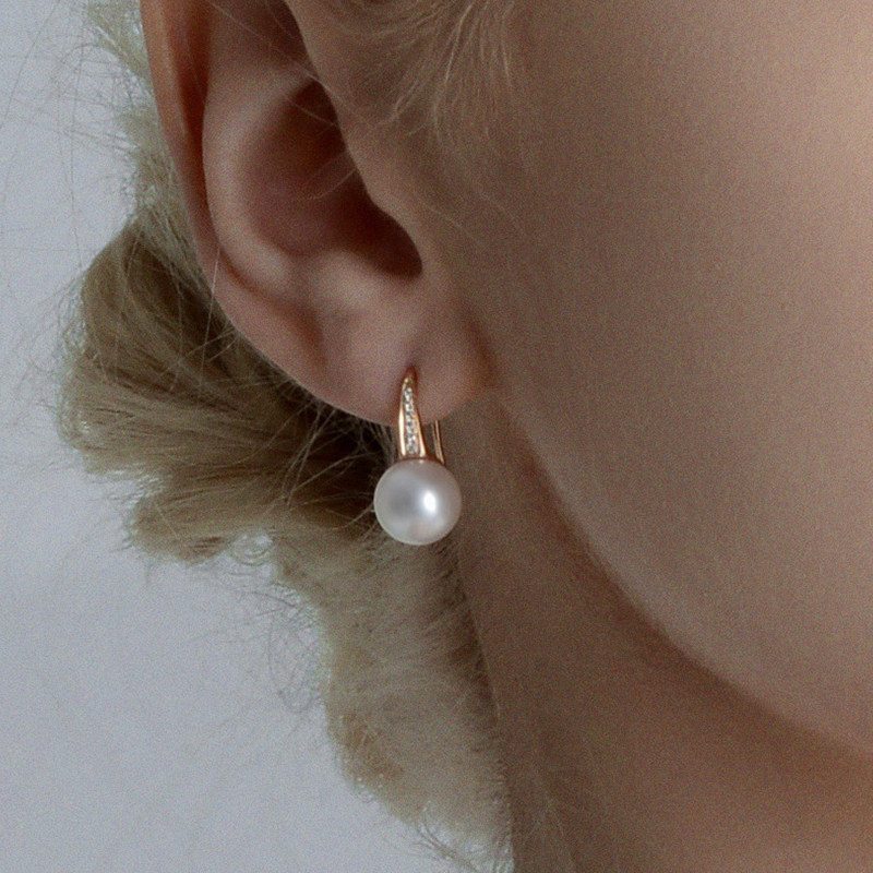 GiO珠宝 Akoya海水珍珠耳钉女18K金钻石高跟鞋款耳钩耳饰节日,淘宝优惠券,粉丝福利购,淘宝优惠卷