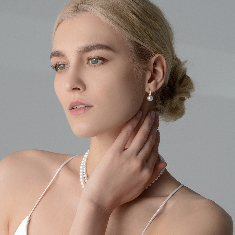 GiO珠宝 Akoya海水珍珠耳钉女18K金钻石高跟鞋款耳钩耳饰节日,淘宝优惠券,粉丝福利购,淘宝优惠卷