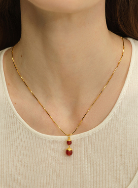 OINICIO初印红玛瑙葫芦吊坠项链