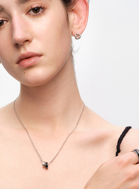 OINICIO初印沉积系列黑滴胶拼素圈转运项链女情侣锁骨链生日礼物