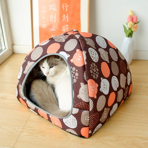 四季宠物蒙古包狗窝猫窝泰迪中小型犬房子别墅窝猫狗通用毛绒用品 - 图1