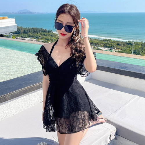 2026新款游泳衣女仙气保守显瘦遮肚温泉大码学生蕾丝性感游泳装女 - 图2