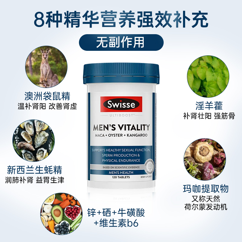 元宗园保健品海外专营店澳洲swisse雄风片活力片男士袋鼠精胶囊玛咖淫羊藿保健品药男人0