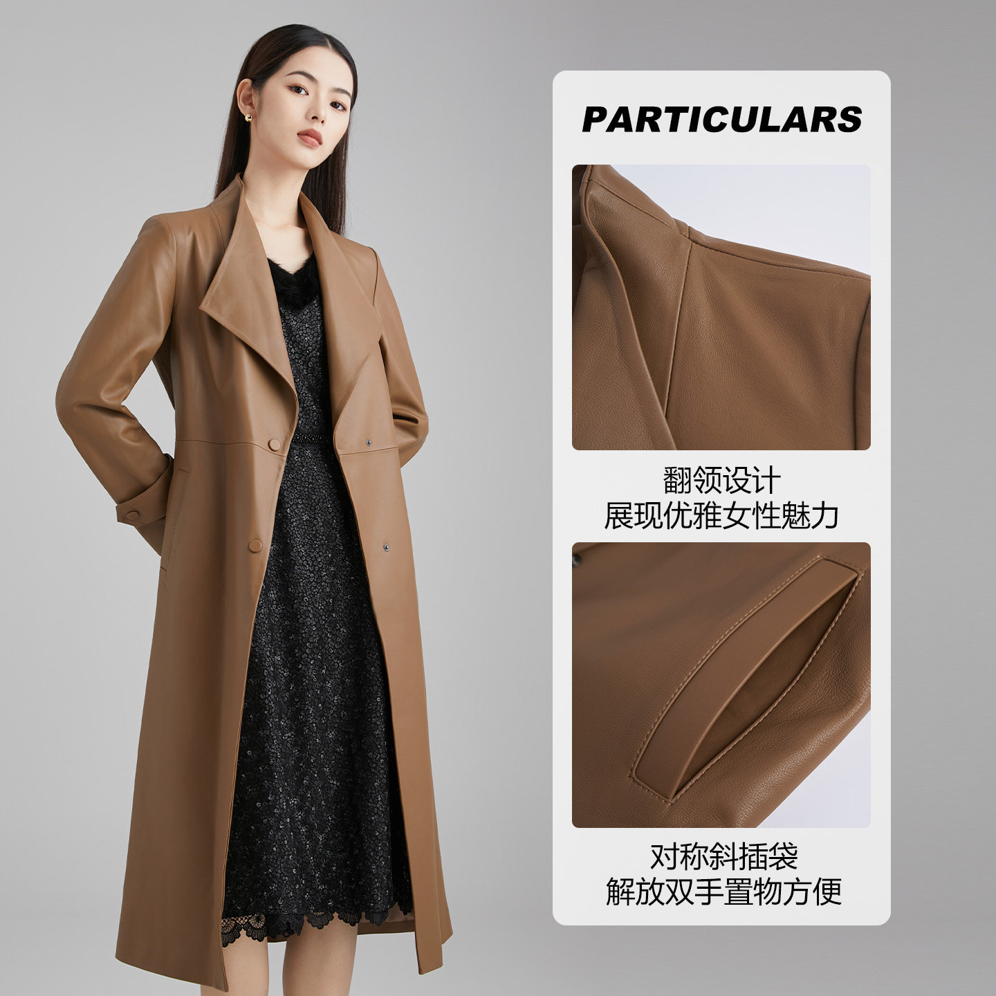 马天奴秋冬新款卡其绵羊皮衣外套翻领单排扣收腰时尚气质配腰带女,淘宝优惠券,粉丝福利购,淘宝优惠卷