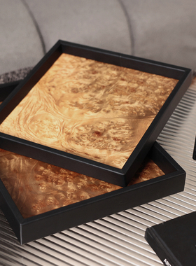 本与轻奢埃尔金方形皮革托盘摆件