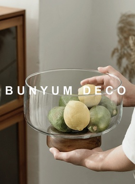 本与玻璃+木果盘收纳简约客厅