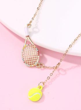 跨境热卖儿童项链简约网球拍儿童个性项链爆款小众设计百搭吊坠