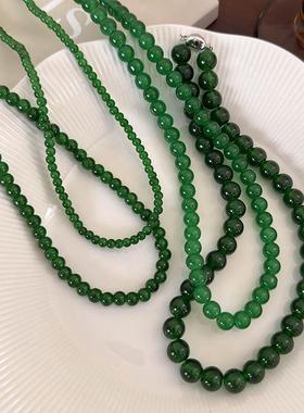 新中式祖母绿色串珠秀禾服项炼国风龙凤挂配饰马面裙脖颈炼 炼 ??