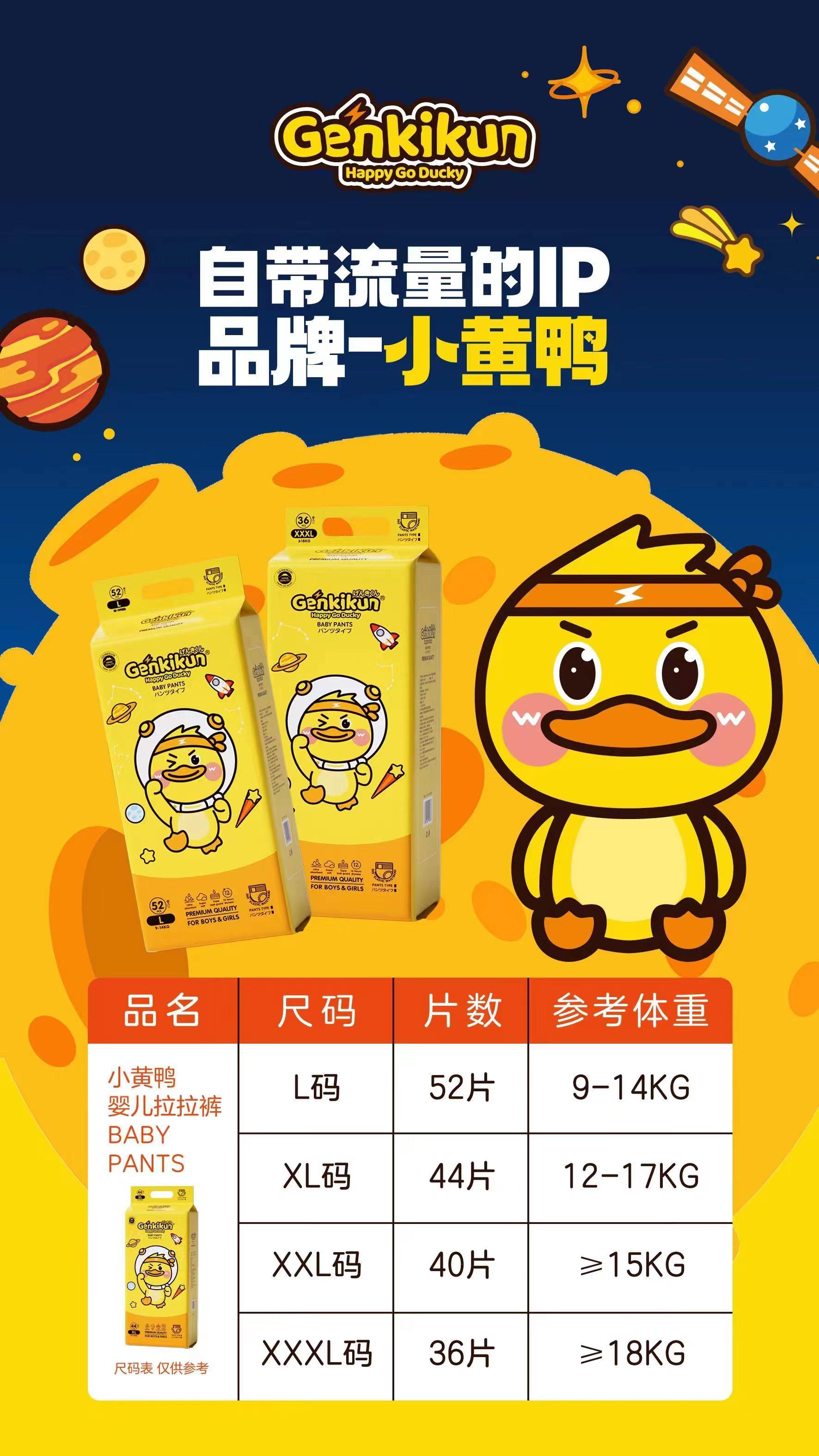 小黄鸭纸尿裤Genkikun婴儿宝宝全包臀元气鸭拉拉学步成长裤薄尿片,淘宝优惠券,粉丝福利购,淘宝优惠卷