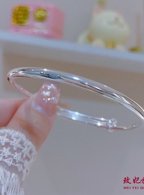 光面纯银手镯女个性气质轻奢网红