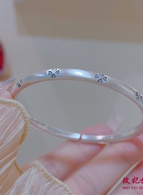 四叶草纯银手镯女个性时尚气质