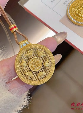 黄财神平安扣女时尚轻奢高级感