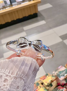 蝴蝶结纯银手镯女甜美可爱时尚