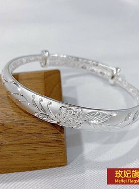 原创设计女银饰正生纯银龙凤手镯