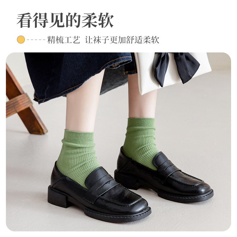 黑白色堆堆袜短款中筒潮乐福鞋袜子 棉表白短袜/打底袜/丝袜/美腿袜