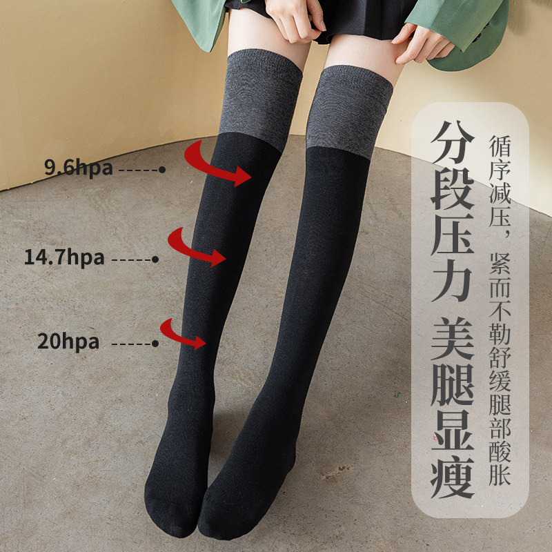 拼色过膝盖长筒袜子女春秋款压力瘦腿显瘦长腿秋冬护膝护腿长袜套,淘宝优惠券,粉丝福利购,淘宝优惠卷
