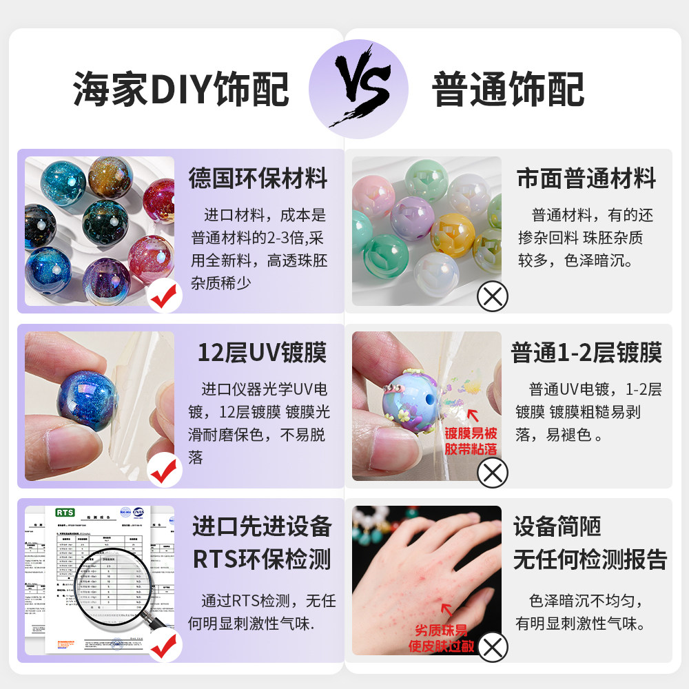 【50颗装】海蒂家深海美人鱼直孔圆珠手工diy串珠手链手机链配件,淘宝优惠券,粉丝福利购,淘宝优惠卷