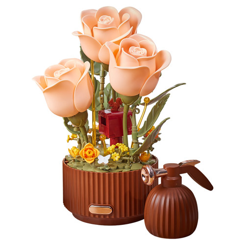 贝乐迪积木花束拼图玫瑰动态绽放花园灯光手工diy礼物生日送女生 - 图3