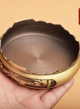 黄铜米缸百福缸聚宝盆塔圆形摆件底座花瓶茶壶小号花盆景铜底座