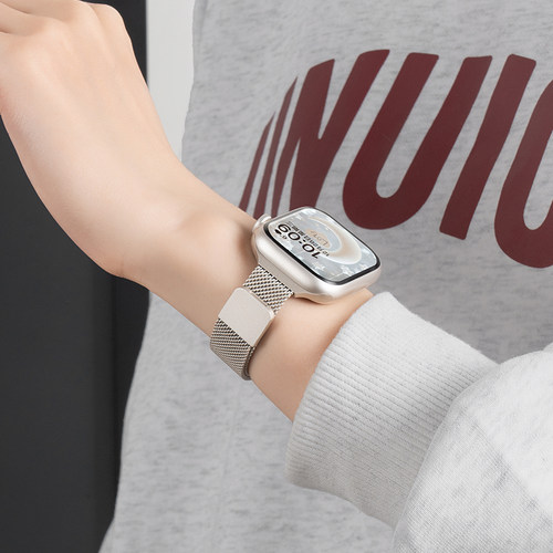 匠戴适用iwatch11表带苹果S10手表applewatch9细款米兰尼斯腕带10新款小蛮腰S9创意S8金属高级8夏天se3女运动 - 图1
