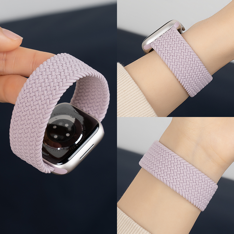 匠戴适用iwatch11表带苹果S10手表applewatch9单圈编织腕带S8小众夏季S7可爱尼龙7女SE高级6创意运动时尚智能 - 图0
