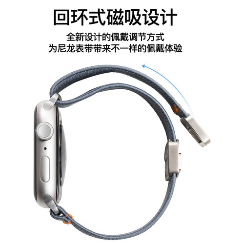 匠戴适用iwatch11苹果手表S10表带applewatch9尼龙回环磁吸扣男女款春夏3编织s8表带s7撞色智能6/5/4/utral2 - 图1