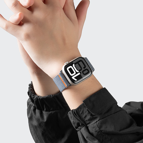 匠戴适用iwatch11苹果手表S10表带applewatch9尼龙回环磁吸扣男女款春夏3编织s8表带s7撞色智能6/5/4/utral2 - 图2