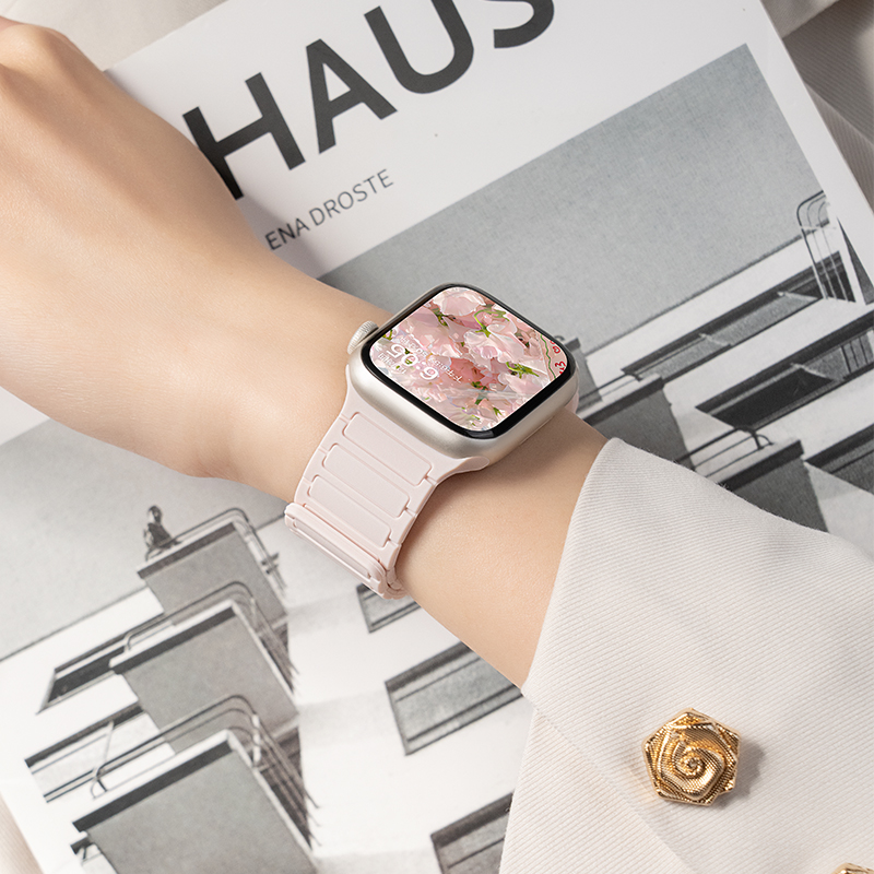 匠戴张婧仪同款适用iwatch9表带S9苹果S8手表applewatch8磁吸S10硅胶S8夏季Ultra男SE2高级S7腕带10女S6创意7 - 图1