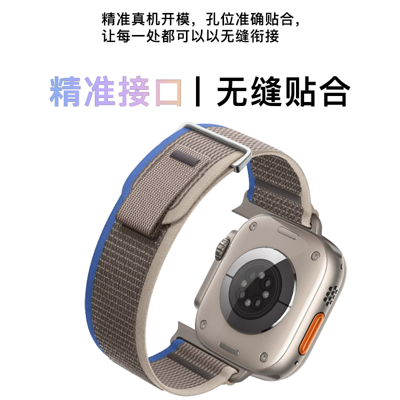 适用applewatch ultra2表带iwatch8苹果S9手表S8野径9代回环S7尼龙7编织SE男女6高级感运动新款智能49mm创意 - 图1