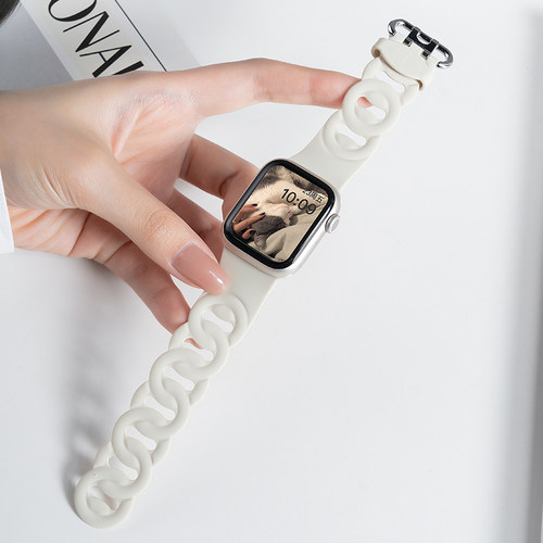 适用iwatch11苹果S11手表applewatch10表带S10硅胶S9镂空10高级SE3可爱女S8夏7代新款创意小众运动智能watchs - 图2