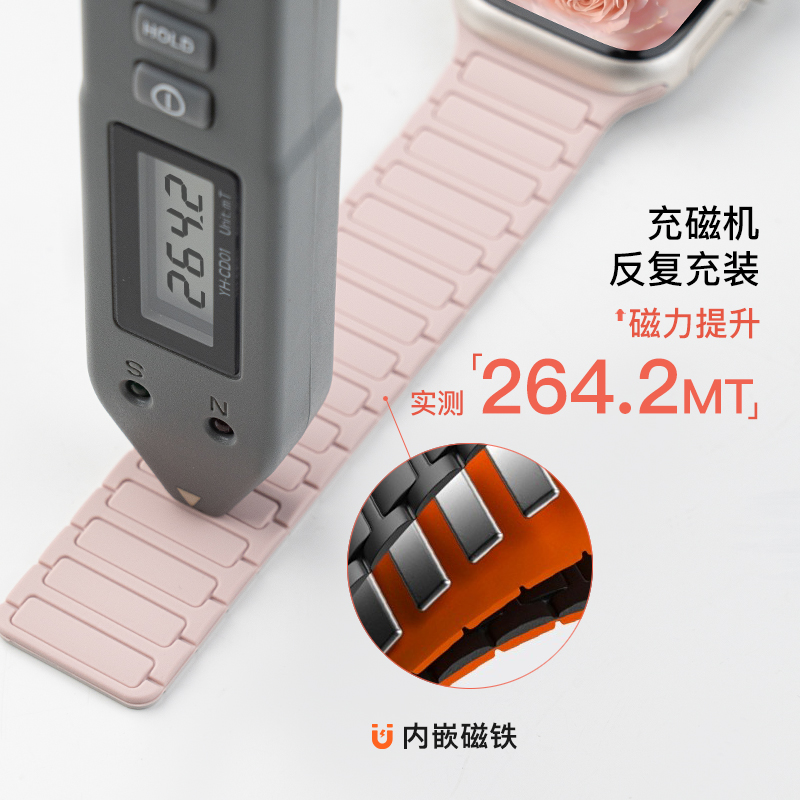 匠戴张婧仪同款适用iwatch9表带S9苹果S8手表applewatch8磁吸S10硅胶S8夏季Ultra男SE2高级S7腕带10女S6创意7 - 图2