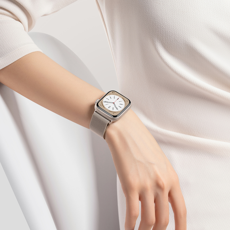 适用iwatch8表带S9苹果S8手表米兰S7尼斯Applewatch9夏天SE金属磁吸7透气S6高级ultra女款6运动男watchs钢带 - 图3