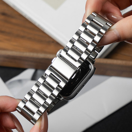 适用applewatch11 ultra3/2表带iwatch10三珠钢不锈钢s12苹果s9手表8新款S10高级感10男女金属11运动s8夏季 - 图3