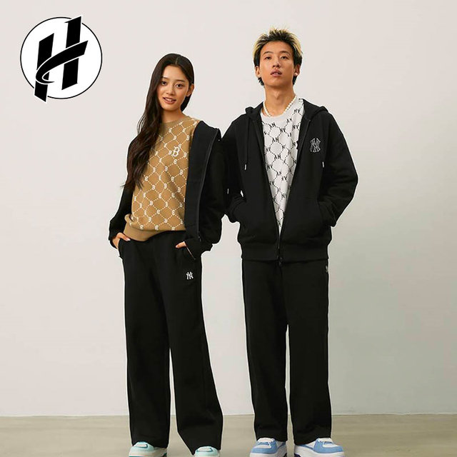 ເສື້ອຢືດ cardigan ແຂນຍາວ embroidered ຕົວອັກສອນ MLB