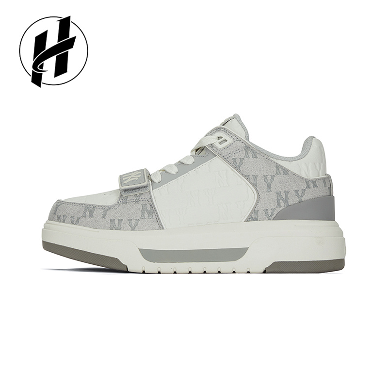 MLB Chunky Liner学长鞋男复古印刻暗纹老花厚底增高低帮板鞋女 - 图3