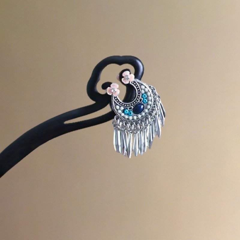 古风月牙流苏花朵发簪女国风汉服旗袍头花发钗民族风发饰新中式,淘宝优惠券,粉丝福利购,淘宝优惠卷