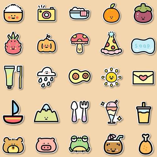 2OO张简笔画小物件可爱贴纸涂鸦小动物笔记本电脑手机手账贴画diy - 图2